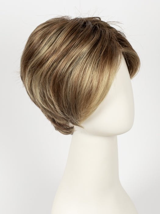 LIGHT-BERNSTEIN-ROOTED | Light Auburn, Light Honey Blonde, and Light Reddish Brown Blend and Dark Roots