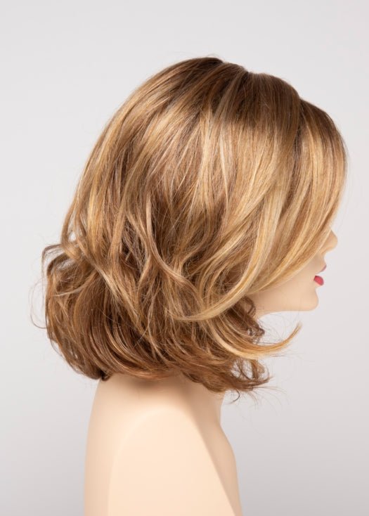GOLDEN NUTMEG | Medium Brown roots with overall Warm Cinnamon base and Golden Blonde highlights