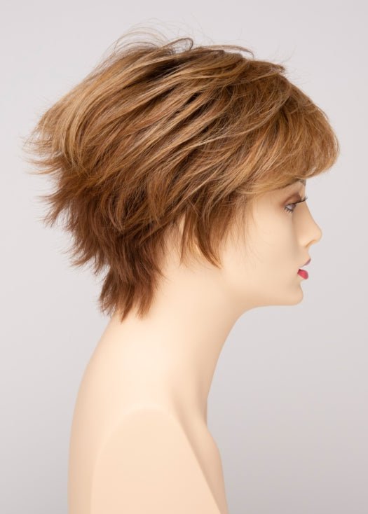 GOLDEN NUTMEG | Medium Brown roots with overall Warm Cinnamon base and Golden Blonde highlights