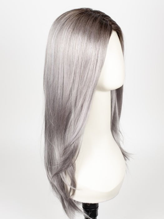SMOKY-GRAY-R | Medium gray with silver highlights and blue undertones with dark roots