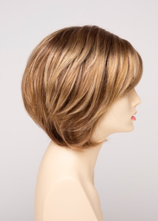 GOLDEN NUTMEG | Medium Brown roots with overall Warm Cinnamon base and Golden Blonde highlights