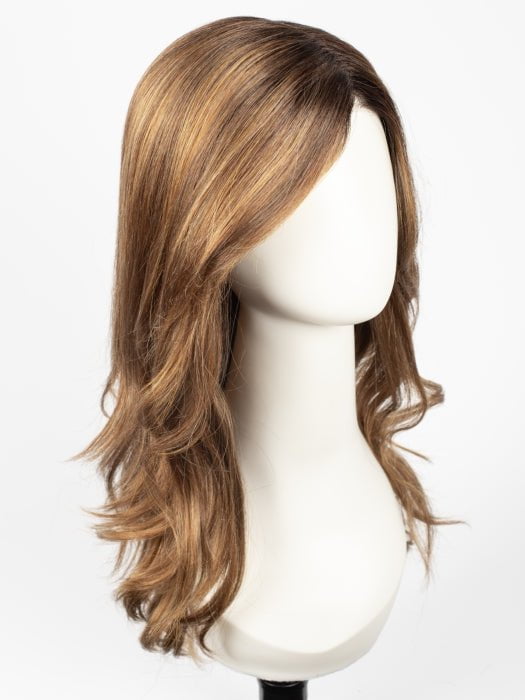 HONEY BROWN-R | Dark Roots on a warm medium brown base with Auburn and Honey Highlights