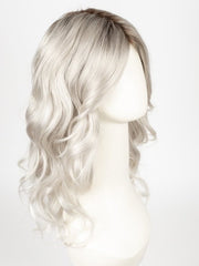 SMOKE-IVORY | Mid-Cool Beige Brown Root Softly Blended into A Finely Woven Platinum White that Transcends into Smoked Ivory Strands and White-Tipped Ends