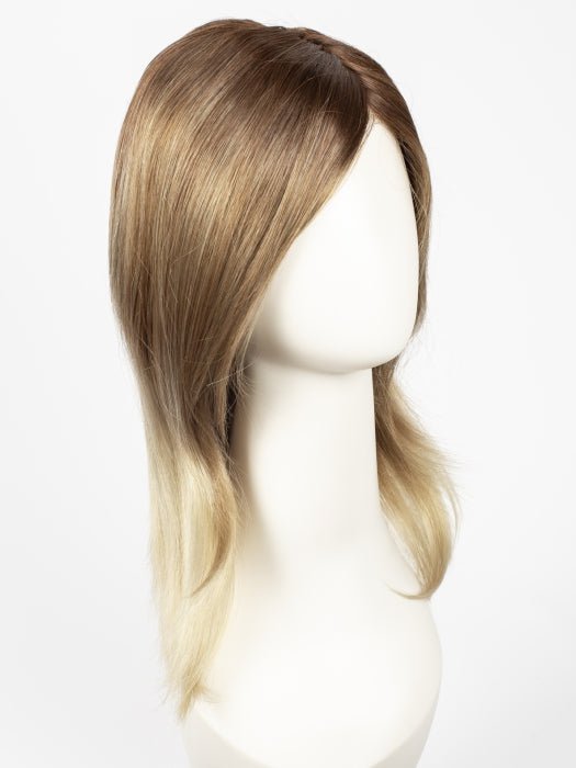 MELTED-CARAMEL | Warm and Rich Brown Root Melting into Golden Caramel Blond and Natural Medium Blond Tips
