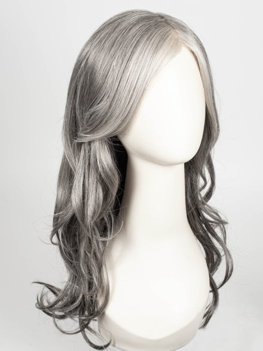 SILVER-STONE | Silver Medium Brown blend that transitions to more Silver then Medium Brown then to Silver Bangs