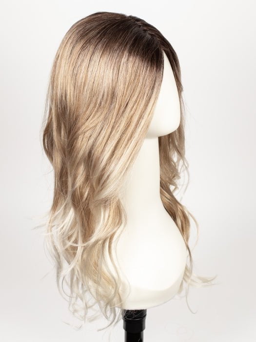 MELTED-MARSHMALLOW | Subtly warm dark sandy blonde blend with medium brown roots and light ash blonde tips and highlights