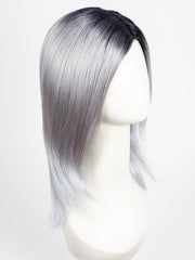 PASTEL-BLUE-R | Pastel periwinkle tone base with a dark black/purple root