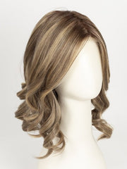 24BT18S8 SHADED MOCHA | Medium Natural Ash Blonde & Light Natural Gold Blonde Blend, Shaded with Medium Brown