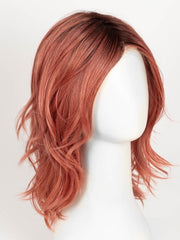 DUSTY-ROSE | Medium Coral Red Base with Dark Brown Roots