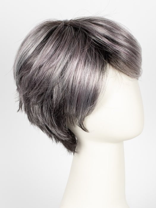 METALLIC PURPLE ROOTED | Pearl Platinum and Pure White with Black and Purple Blended throughout with Shaded Roots
