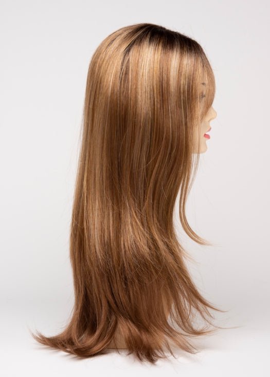 GOLDEN-NUTMEG | Medium Brown roots with overall Warm Cinnamon base and Golden Blonde highlights