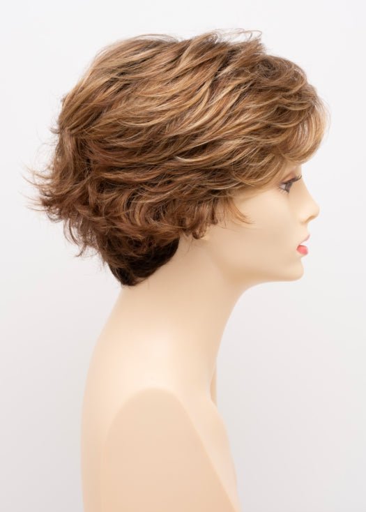 GOLDEN NUTMEG | Medium Brown roots with overall Warm Cinnamon base and Golden Blonde highlights