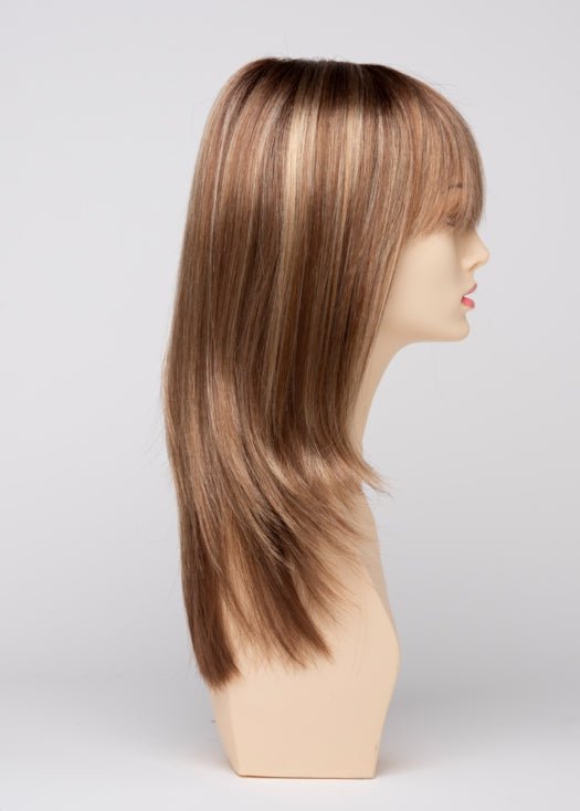 GOLDEN NUTMEG | Medium Brown roots with overall Warm Cinnamon base and Golden Blonde highlights