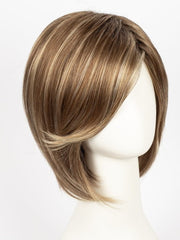 MAPLE-SUGAR-R | Light-Medium Brown Base with Warm Medium Blonde Highlights and Dark Brown Roots