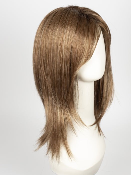 MAPLE-SUGAR-R | Light-Medium Brown Base with Warm Medium Blonde Highlights and Dark Brown Roots