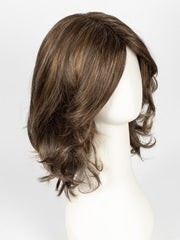 ALMOND ROCKA R | Rooted Dark Golden Brown base color with Strawberry Blonde and Bright Cooper evenly blended highlights