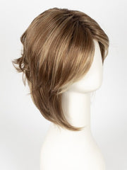 MAPLE-SUGAR-R | Light-Medium Brown Base with Warm Medium Blonde Highlights and Dark Brown Roots