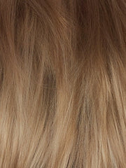 CHAMPAGNE SUNSET | Dark/medium multi-tonal blond with textured honey, ash, and golden hues and chocolate brown roots