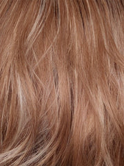 CINNAMON FROST-R | Warm, medium coppery-brown base with white-blond highlights. The medium brown root color adds a realistic vibe.