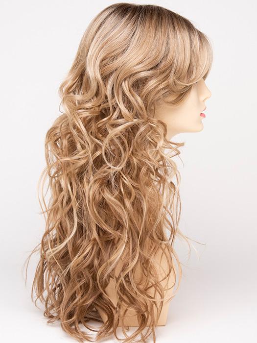 SPARKLING-CHAMPAGNE | Medium Brown roots with overall Strawberry Blonde base and soft Golden Blonde highlights