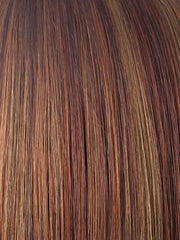 IRISH-SPICE-R | Dark Auburn with Medium Auburn Base and Dark Honey Blonde Highlights with Longer Dark Roots