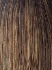 ALMOND-SPICE-R | Rooted Dark Brown with Medium Brown Base with Honey and Platinum Blonde Highlights