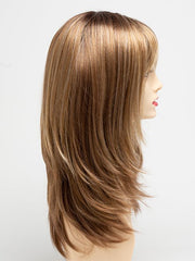 GOLDEN-NUTMEG | Medium Brown roots with overall Warm Cinnamon base and Golden Blonde highlights