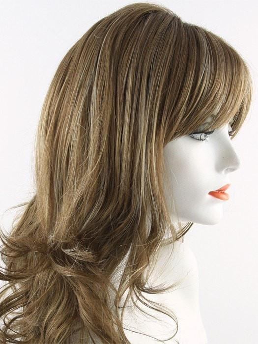 MAPLE-SUGAR-R | Light-Medium Brown Base with Warm Medium Blonde Highlights and Dark Brown Roots