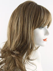 MAPLE-SUGAR-R | Light-Medium Brown Base with Warm Medium Blonde Highlights and Dark Brown Roots