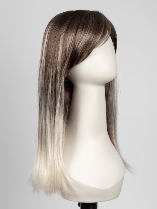 S18-60/102RO SOLSTICE | Dark Natural Ash Blonde roots to midlength, pure white with Pale Platinum Blonde midlength to ends