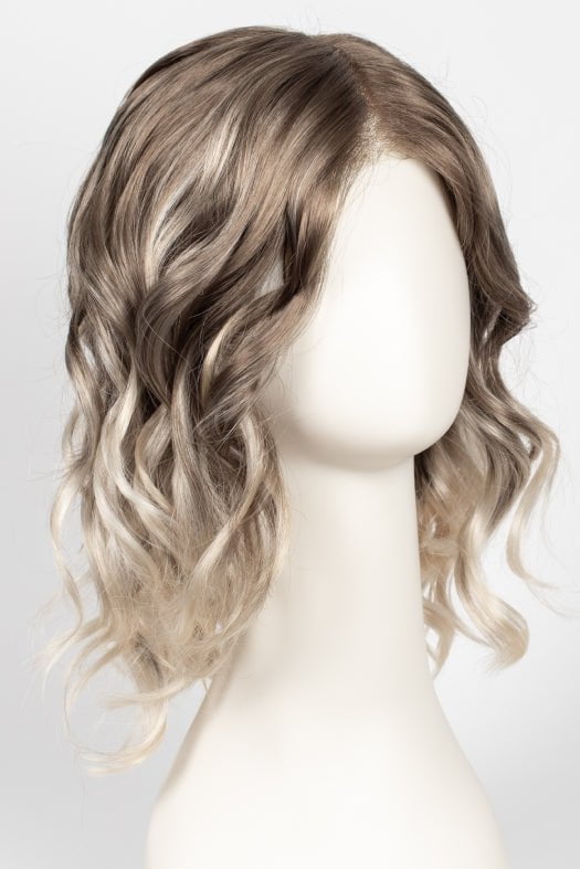 S18-60/102RO SOLSTICE | Dark Natural Ash Blonde roots to midlength, pure white with Pale Platinum Blonde midlength to ends