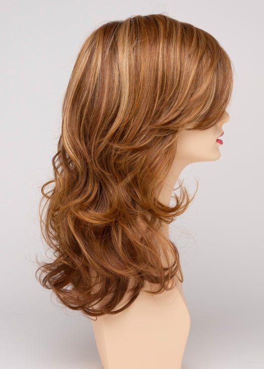 GOLDEN NUTMEG | Medium Brown roots with overall Warm Cinnamon base and Golden Blonde highlights