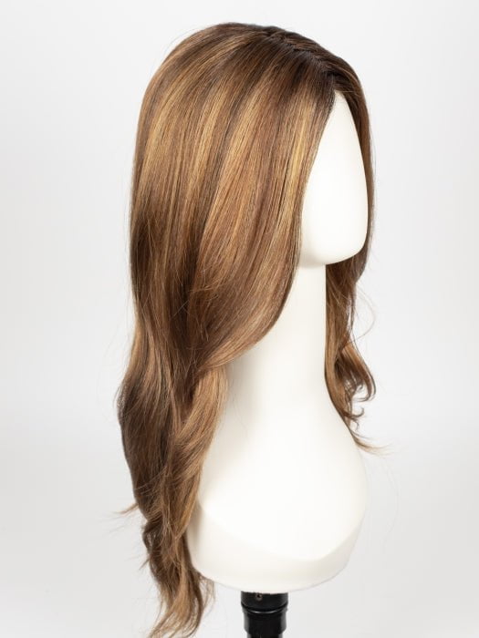 HONEY BROWN-R | Dark Roots on a warm medium brown base with Auburn and Honey Highlights