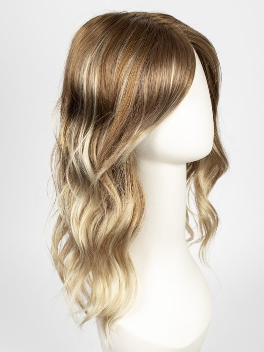 S14-26/88RO SUNSHINE | Medium Natural-Ash Blonde & Medium Red-Gold Blonde Blend roots to midlength, Light Natural Gold Blonde Blend midlength to ends