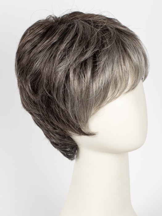 SALT PEPPER ROOTED | Light Natural Brown with 75% Gray,  Medium Brown with 70% Gray and Pure White Blend with Brown Roots