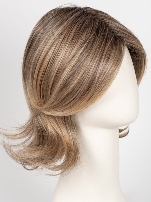 24BT18S8 SHADED MOCHA | Medium Natural Ash Blonde & Light Natural Gold Blonde Blend, Shaded with Medium Brown