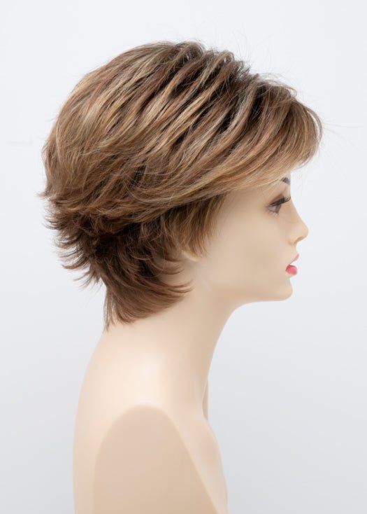 GOLDEN-NUTMEG | Medium Brown roots with overall Warm Cinnamon base and Golden Blonde highlights