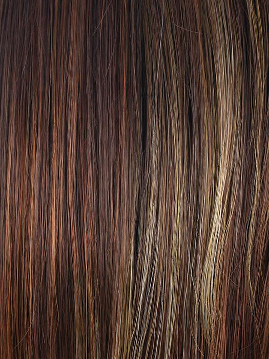 RAZBERRY-ICE-LR | Dark Auburn with Medium Auburn Base with Copper and Strawberry Blonde Highlights with Longer Dark Roots