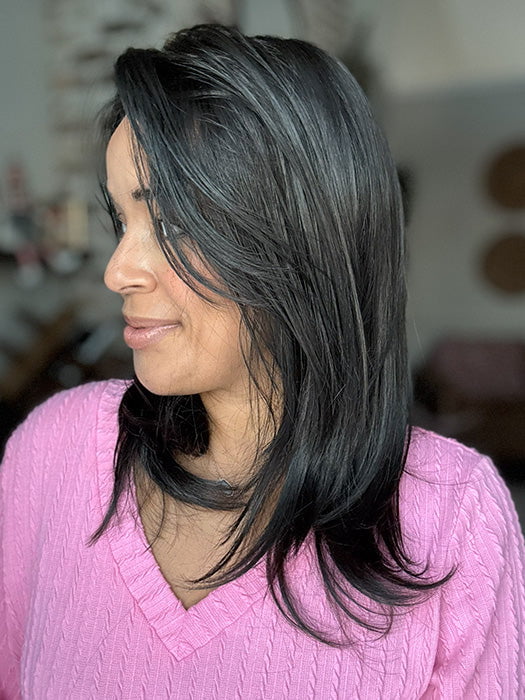 Brea @getwiggywithbrea wearing JILLIAN by JON RENAU in color 4 BROWNIE FINALE | Dark Brown