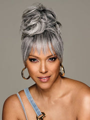 Sleek Style Bun & Bangs | Synthetic Hairpiece