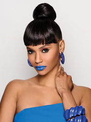 Sleek Style Bun & Bangs | Synthetic Hairpiece